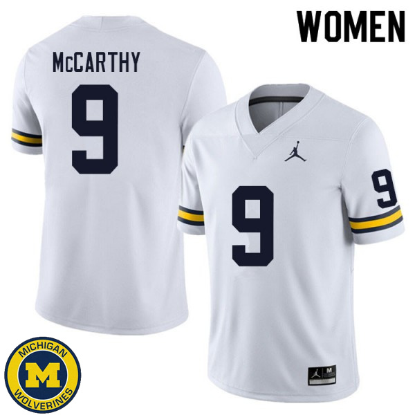 Womens Michigan Wolverines #9 J.J. McCarthy White Replica Stitch Jersey